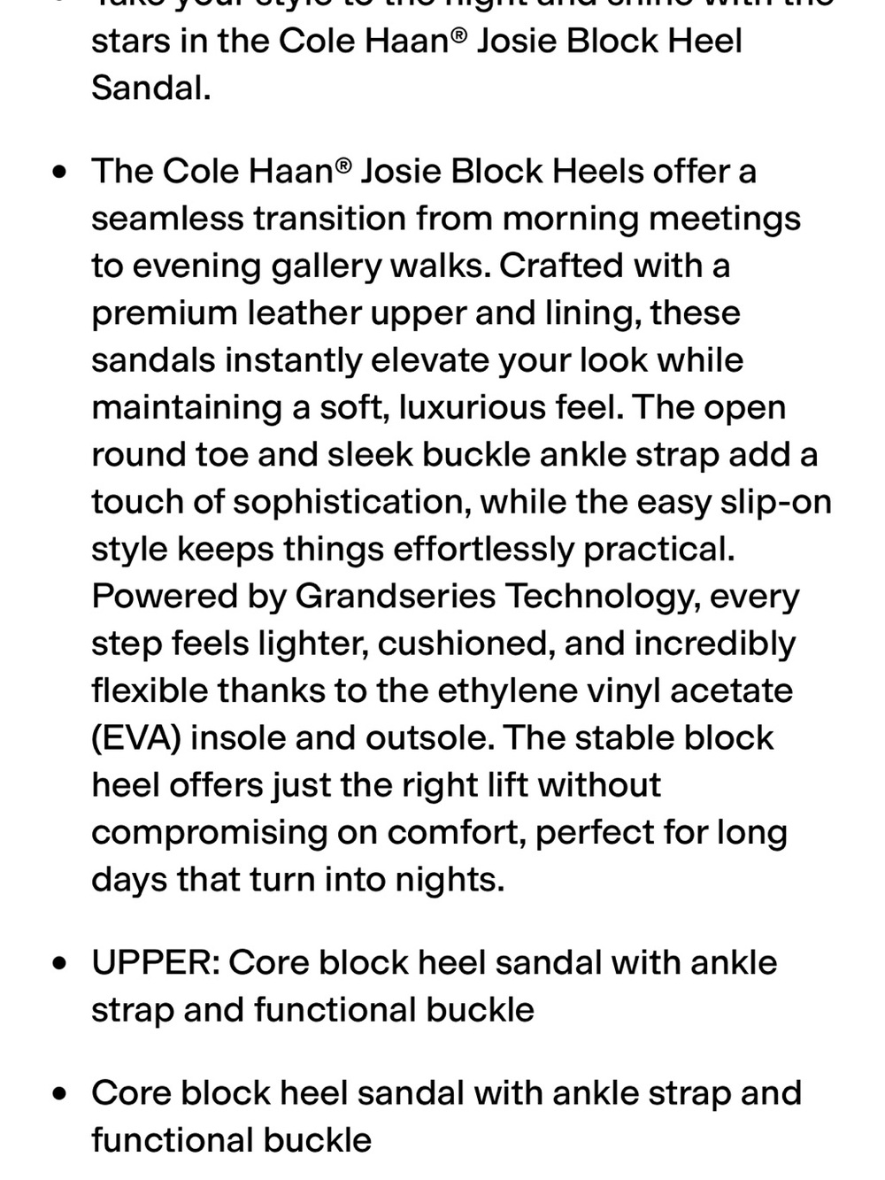 Cole haan Josie Block Heel Sandals 65mm Black Leather - Picture 10 of 14